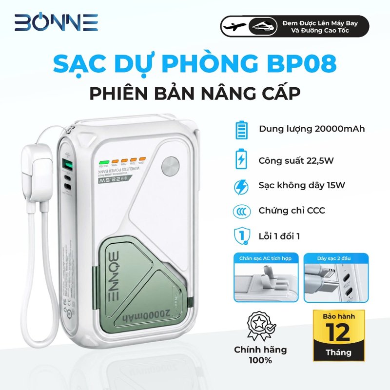 Sạc dự phòng kiêm củ sạc Bonne BP08